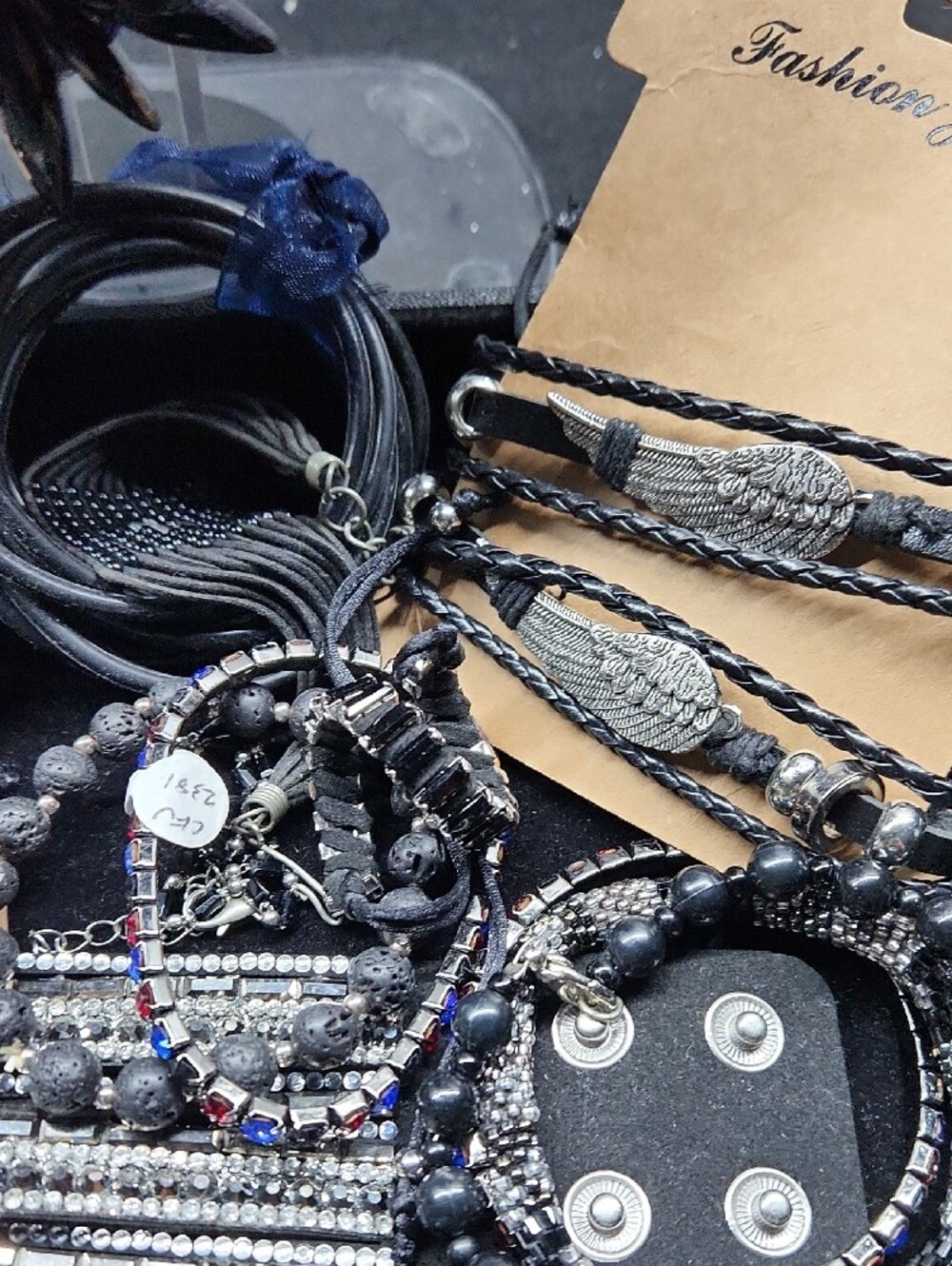 Black Multi-Strand Beaded Necklace & Bracelet Bundle - Picture 7 of 17